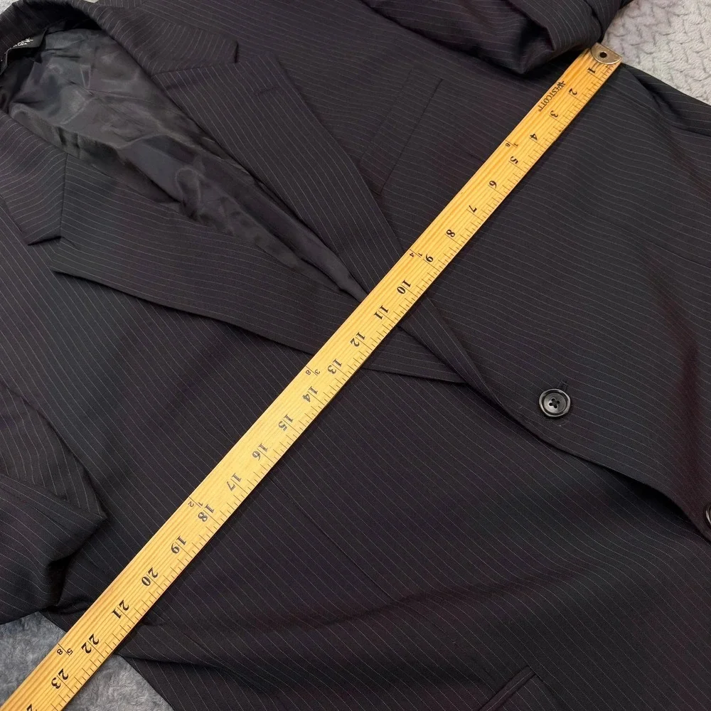 Jos A Bank Blazer Men 46L Black Pinstripe Regular Fit Two Button Wool Sport Coat